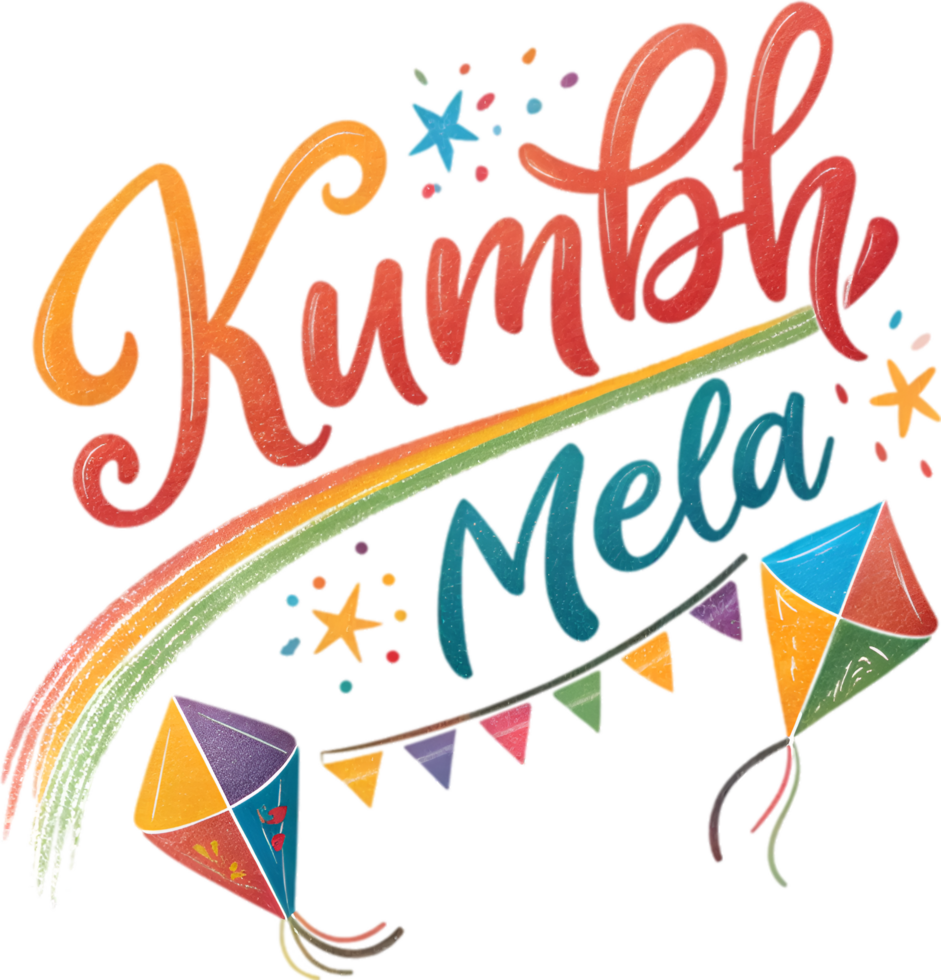 Kumbh Mela Sacred Calligraphy Mela Festival Vibrant Clipart Design . png