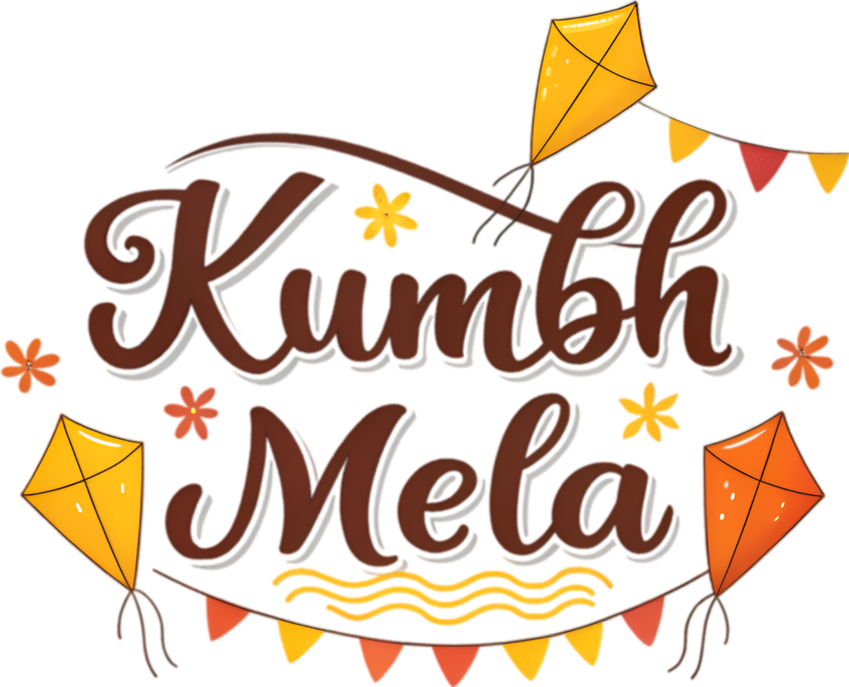 Vibrant Mela Kumbh Calligraphy Festival Sacred Clipart Design . png
