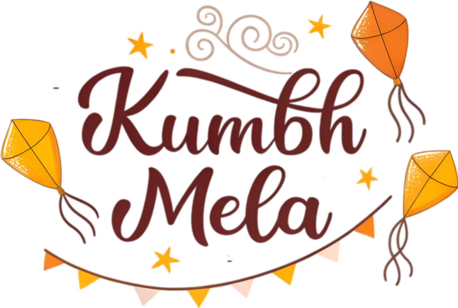 Vibrant Festival Kumbh Mela Sacred Design Calligraphy Clipart . png
