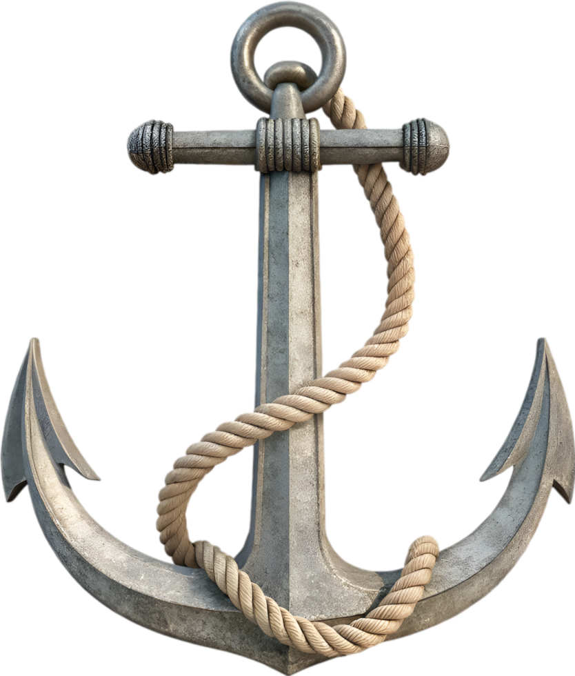 Nautical heritage anchor with twisted rope symbolizing timeless strength. . png