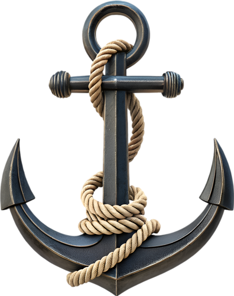 Classic anchor clipart with twisted rope reflecting seafaring strength and tradition. . png