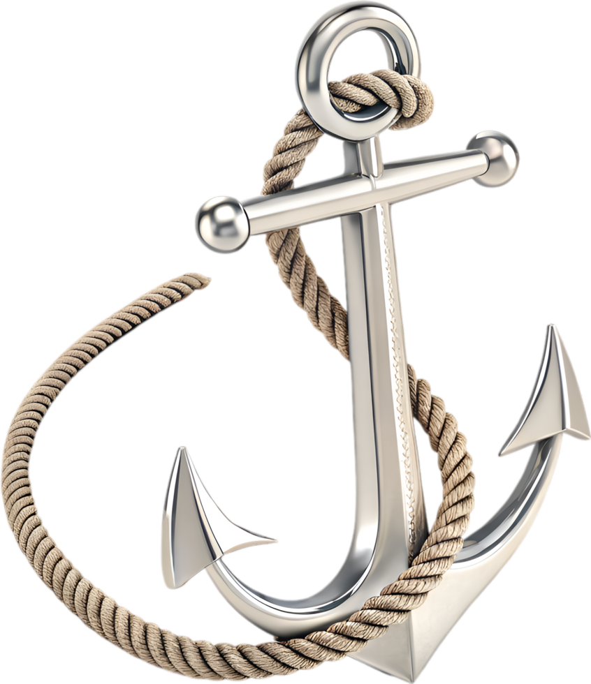 Classic maritime anchor symbol with twisted rope reflecting seafaring heritage. . png