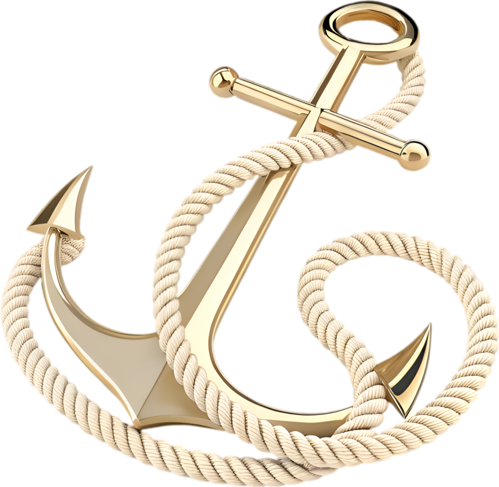 Nautical anchor graphic with twisted rope symbolizing maritime heritage and strength. . png