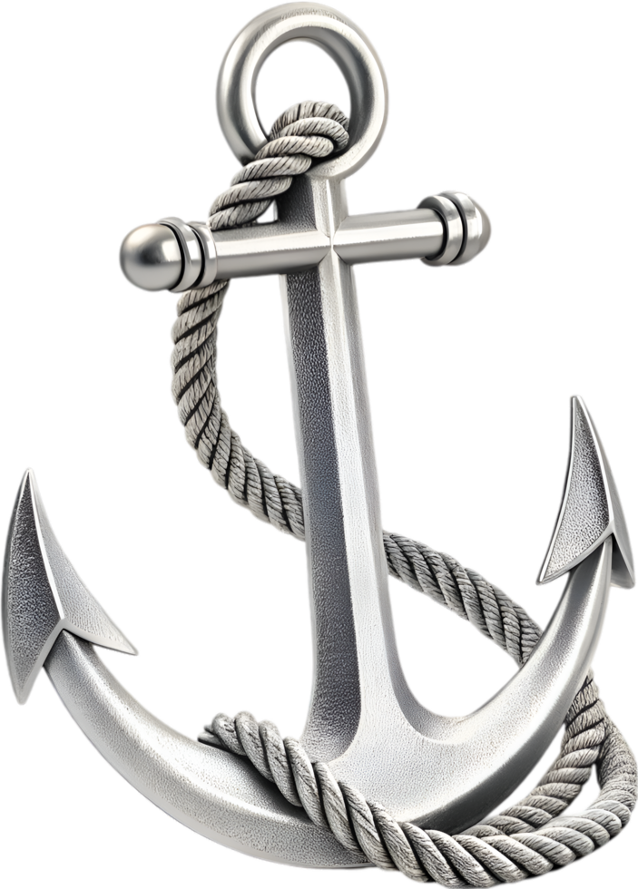 Timeless anchor clipart with twisted rope symbolizing sea strength and heritage. . png
