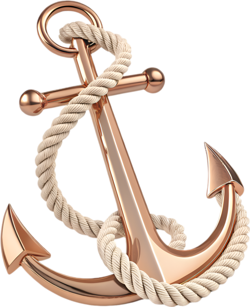 Vintage twisted rope anchor symbol representing strength and nautical heritage. . png