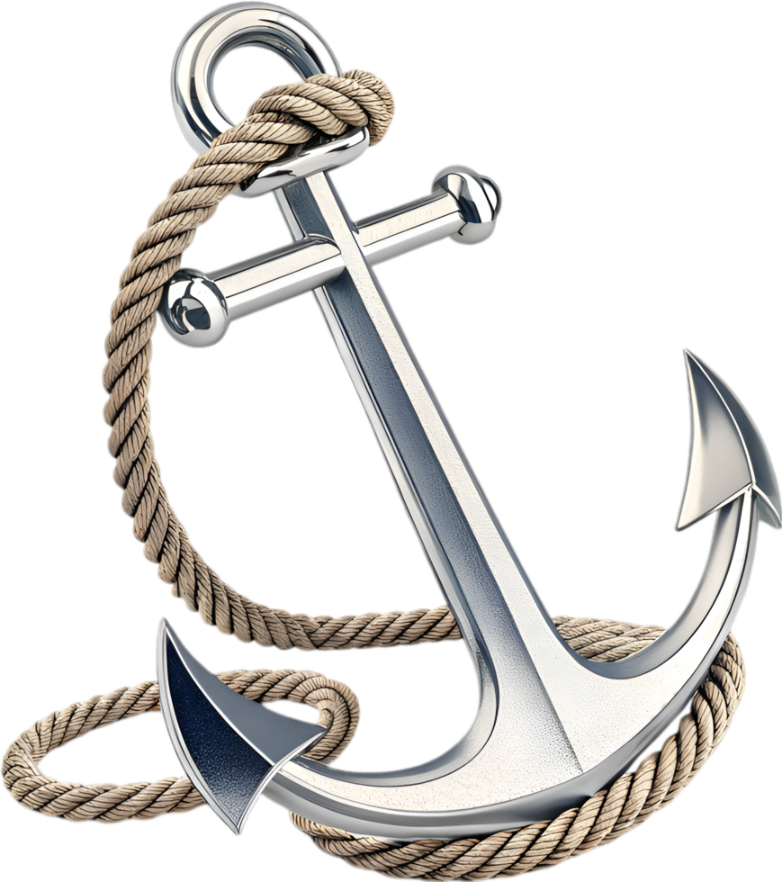 Nautical anchor clipart with twisted rope reflecting timeless seafaring strength. . png