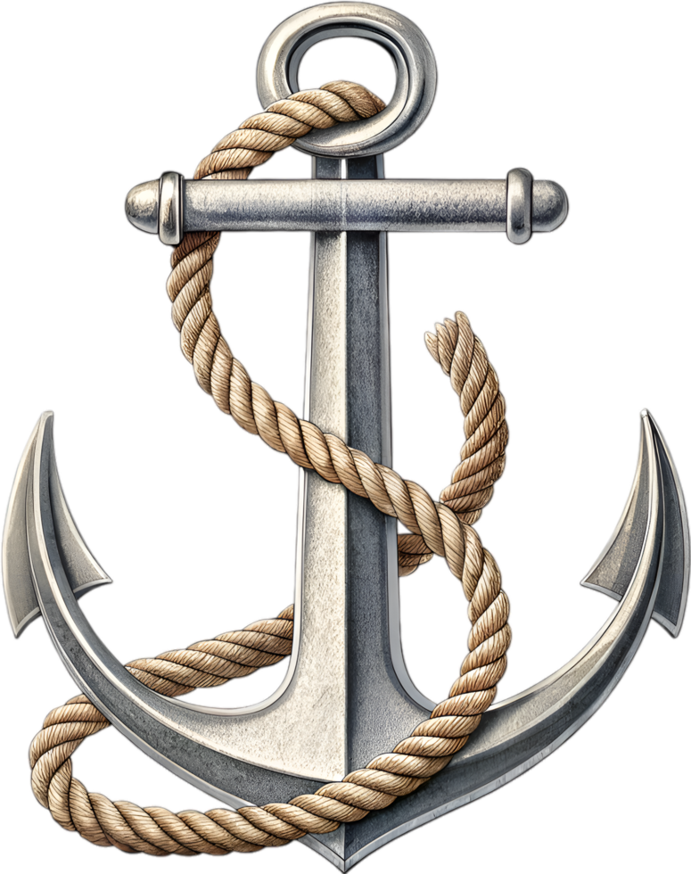 Classic twisted rope anchor representing strength and nautical heritage design. . png