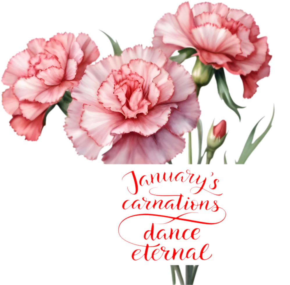 Stunning January carnation clipart representing beauty, admiration, and symbolism. . png