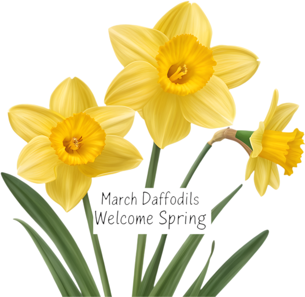 Beautiful daffodil representing yellow spring charm, renewal, and flower elegance. . png