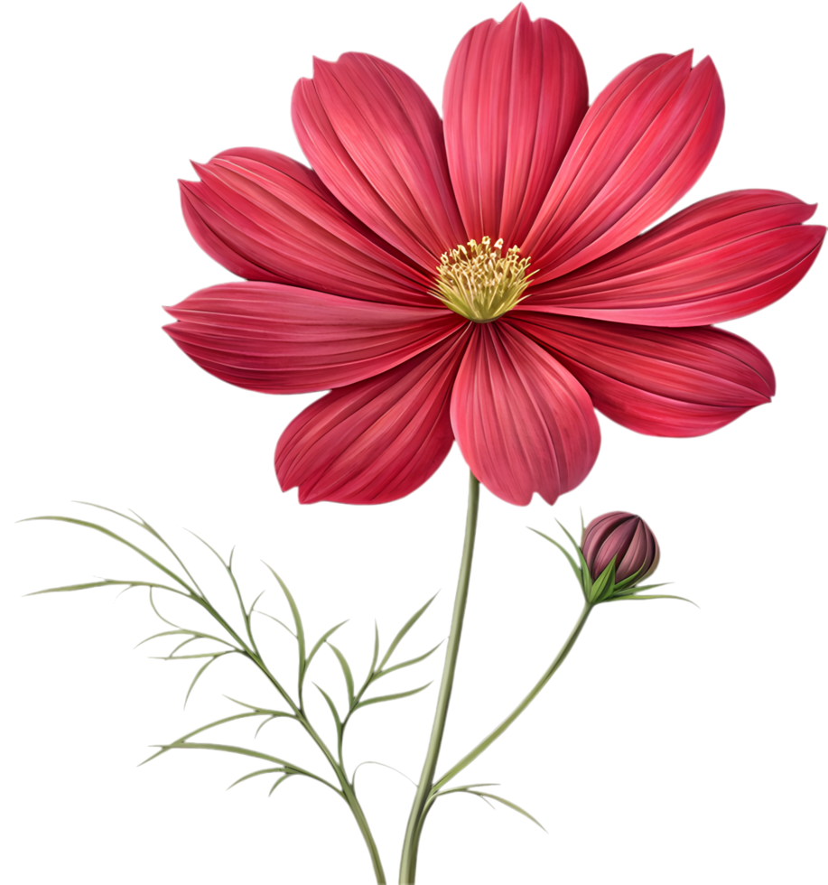 Wind-Swept Cosmos Flower Clipart for Creative Design Projects. . png