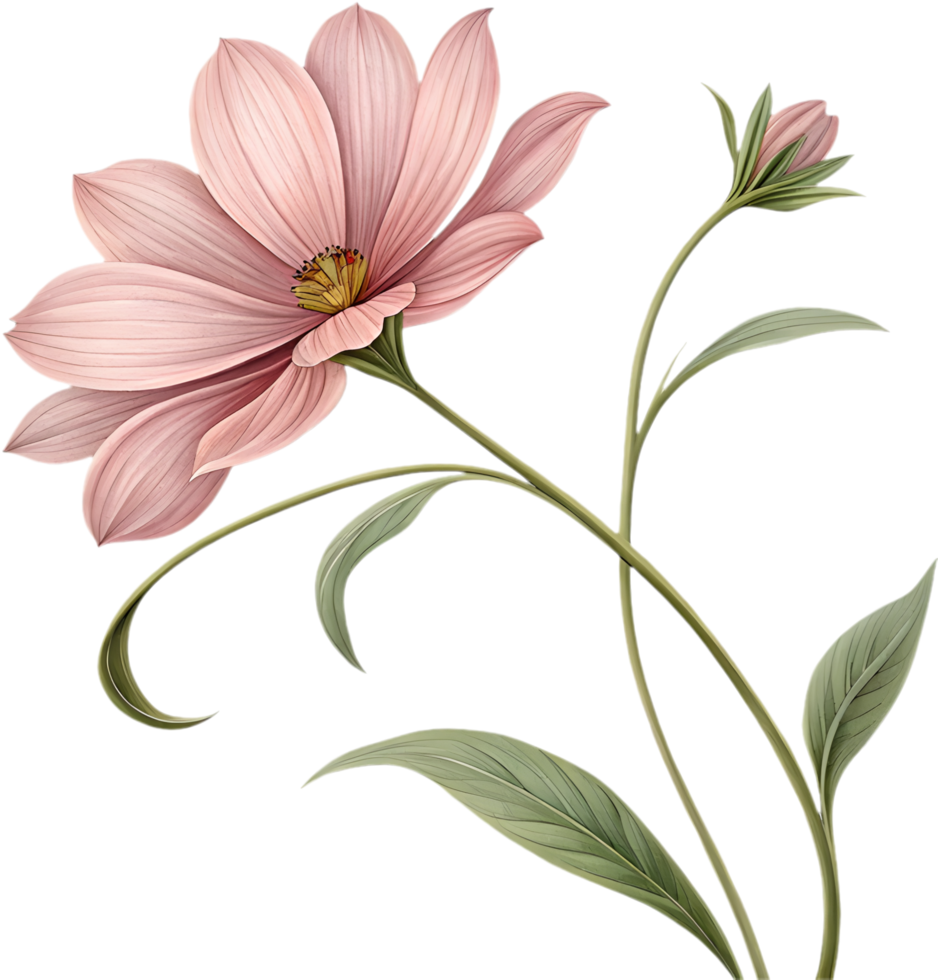 Graceful Cosmos Flower Clipart Waving in the Wind. . png