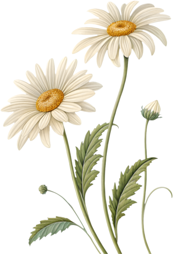 Graceful Daisy Flower Clipart Featuring Botanical Elegance in Motion. . png