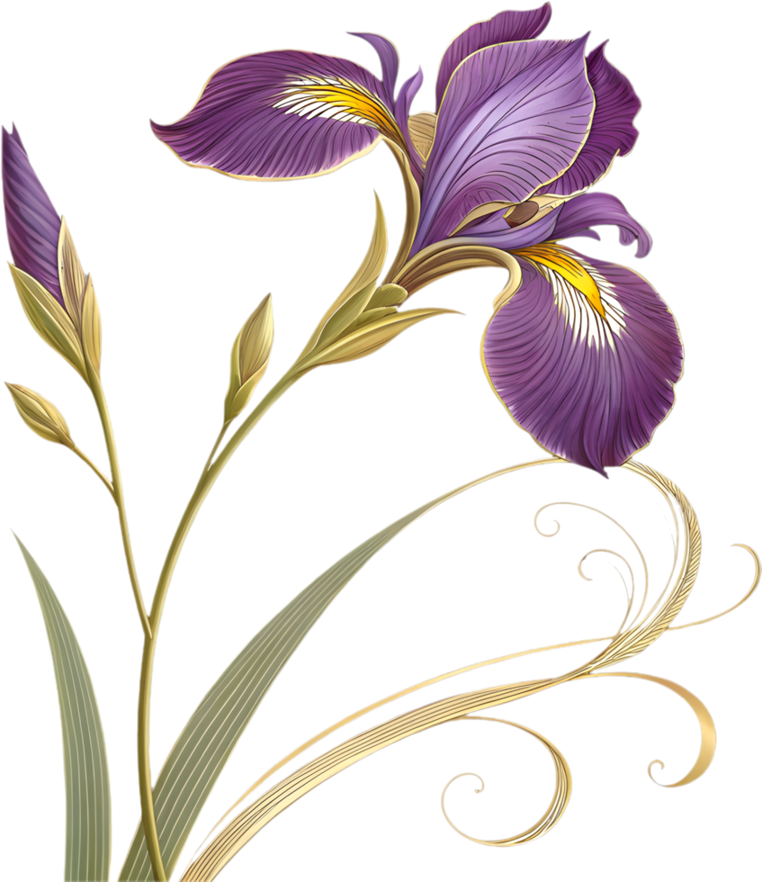 Botanical Creation Featuring Iris Flower With Vibrant Natural Motion. . png