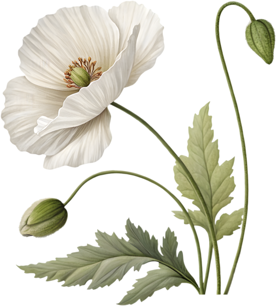 Blooming Poppy with Graceful Movement and Beauty. . png