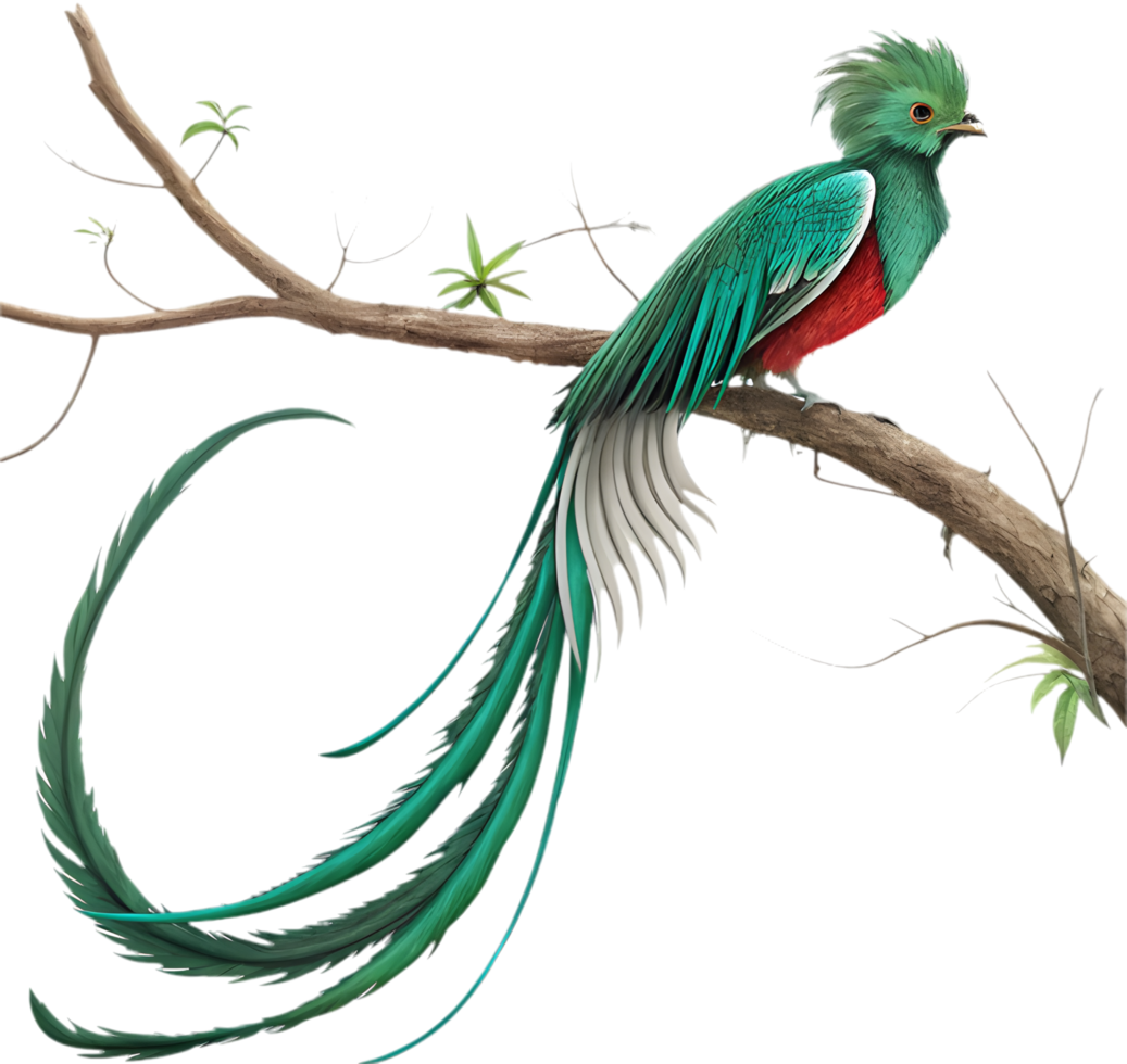 Majestic Quetzal Bird with Colorful Feathers in Natural Habitat. . png