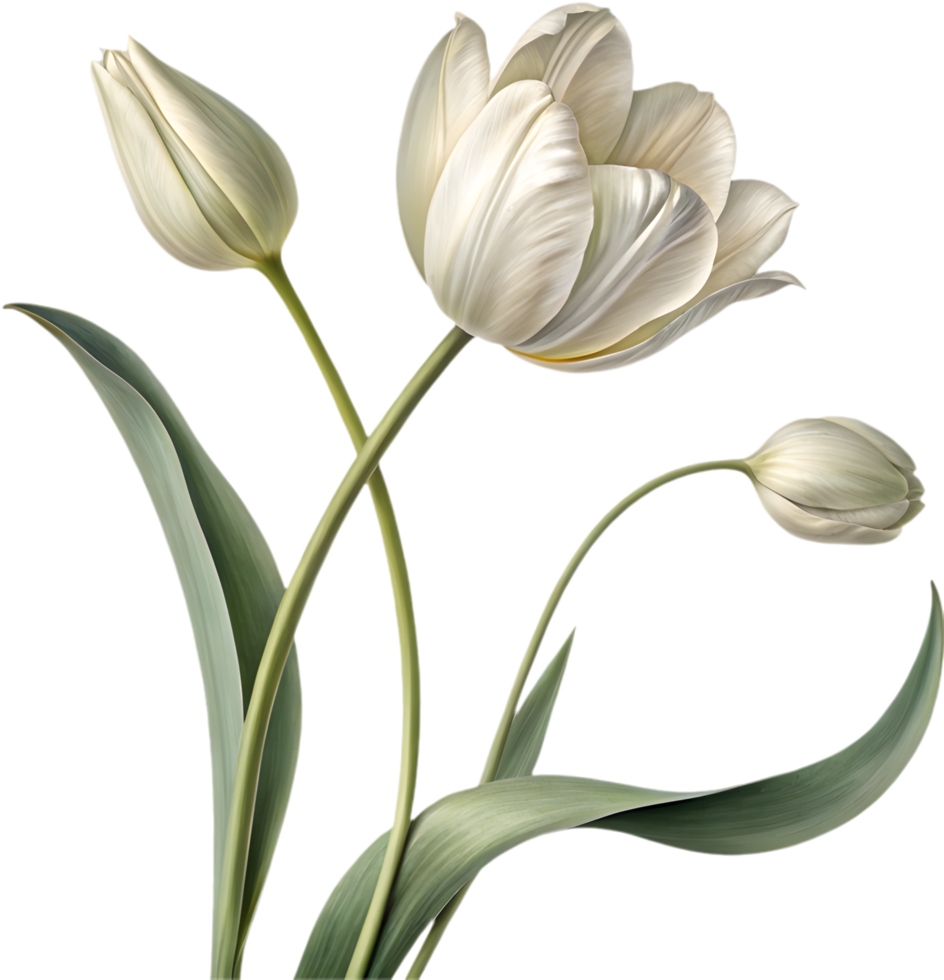 Lovely Tulip Bloom Illustration with Delicate Petals. . png