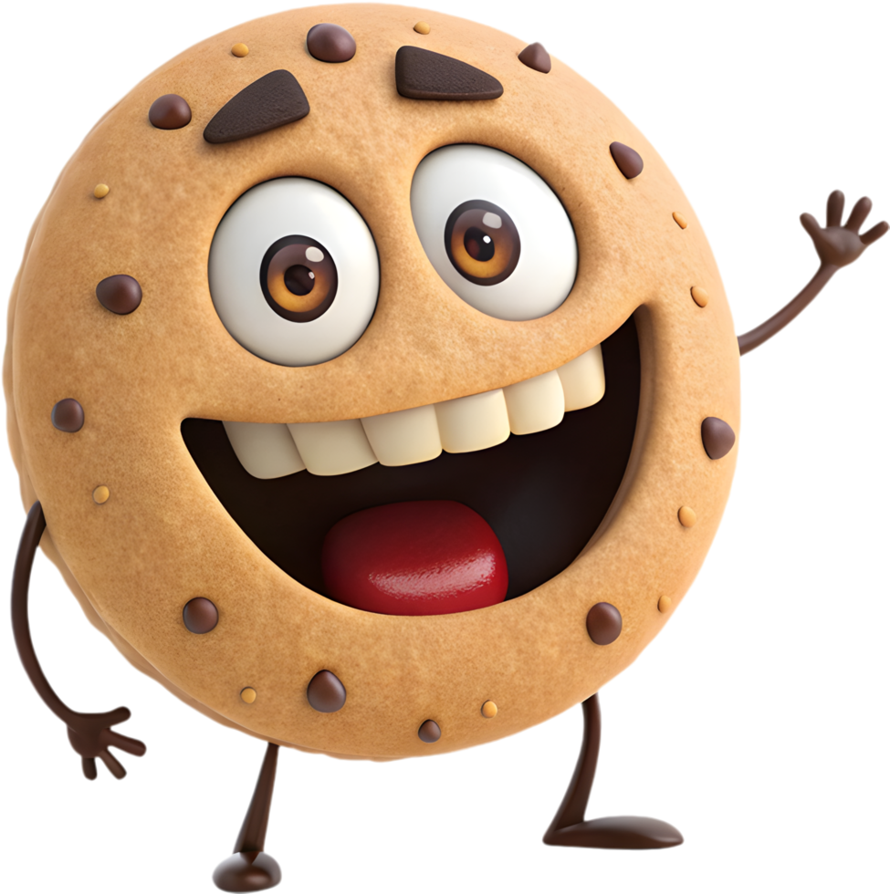 Lively Cookie Design with Exaggerated Happy Emotions. . png