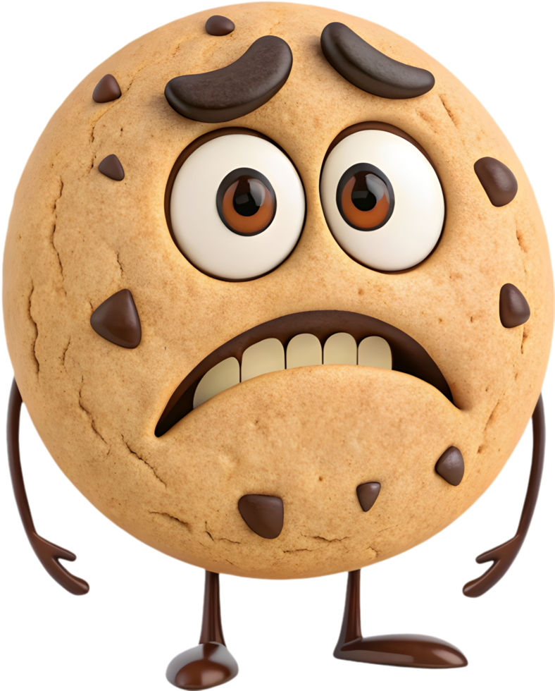 Cheerful Cookie Design with Exaggerated Emotional Expression. . png
