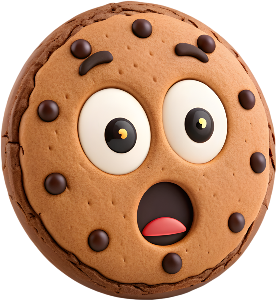 Happy Cookie Clipart with Over-Exaggerated Emotions. . png