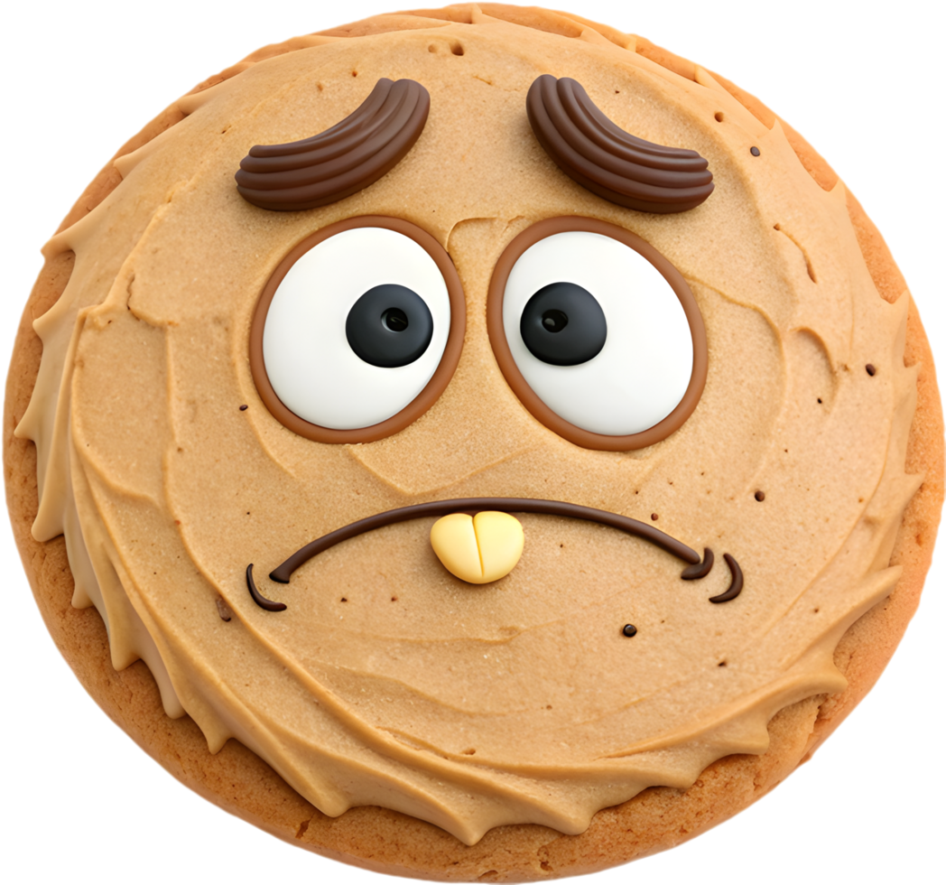 Cute Cookie Illustration with Over-Exaggerated Facial Expressions. . png