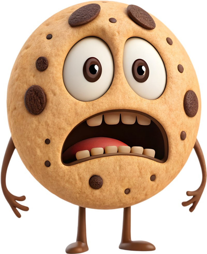 Lively Cookie Monster with Exaggerated Fun Facial Features. . png