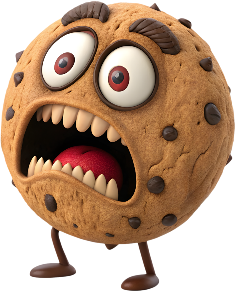 Cute Cookie Monster with Over-Expressed Fun Emotions. . png