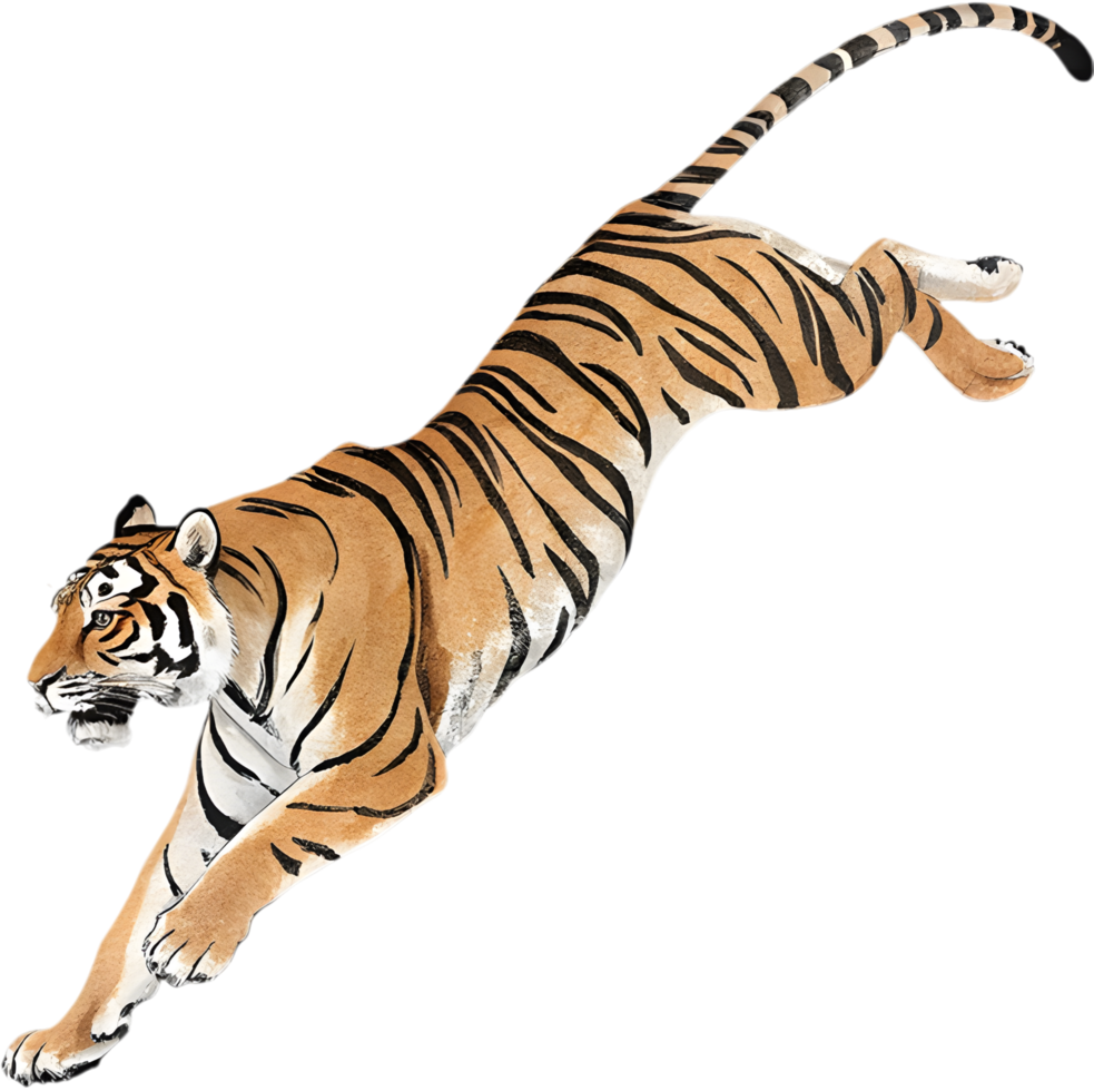 Dynamic Tiger Clipart with Bold Artistic Brushstroke Style. . png
