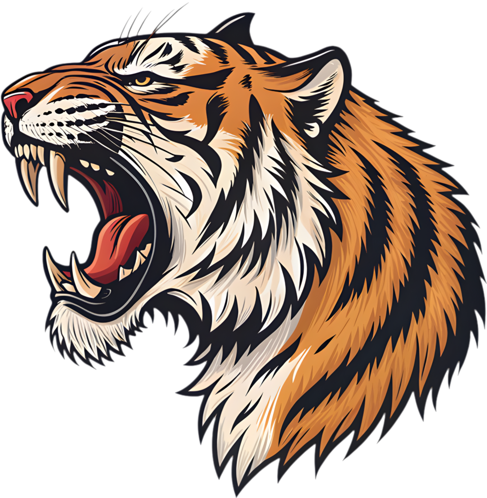 Unique Tiger Clipart in a Powerful Brushstroke Painting Style. . png