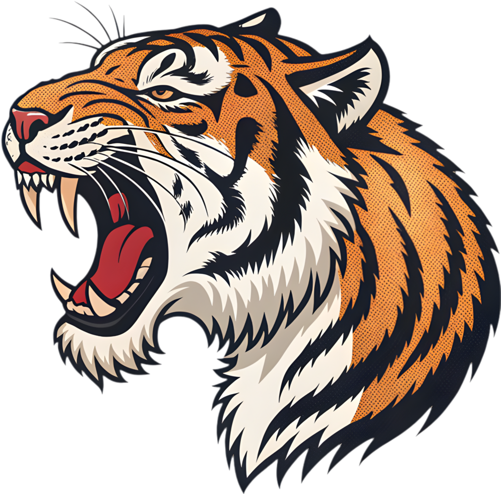 Bold Tiger Pose in a Unique Brushstroke Painting Style. . png