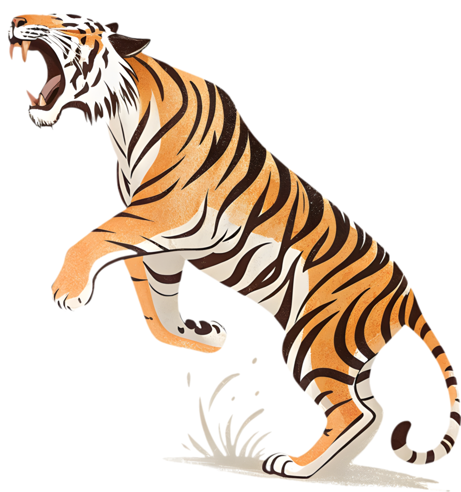 Tiger Illustration in Expressive Brushstroke Style for Art Enthusiasts. . png