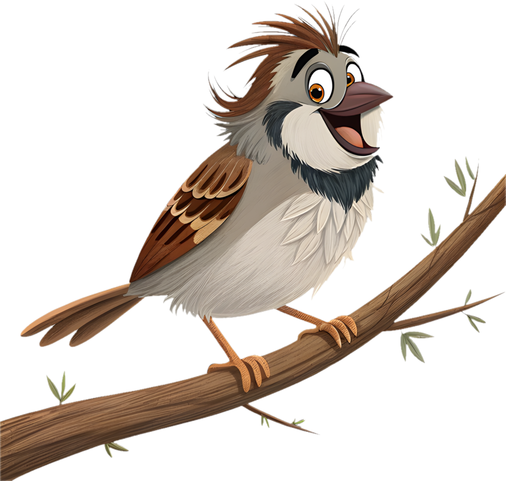 Fun Cartoon Sparrow Bird with Over-the-Top Emotional Expressions. . png