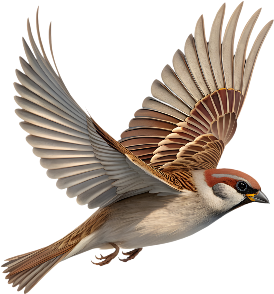 Adorable Cartoon Sparrow Bird with Exaggerated Facial Features and Emotions. . png
