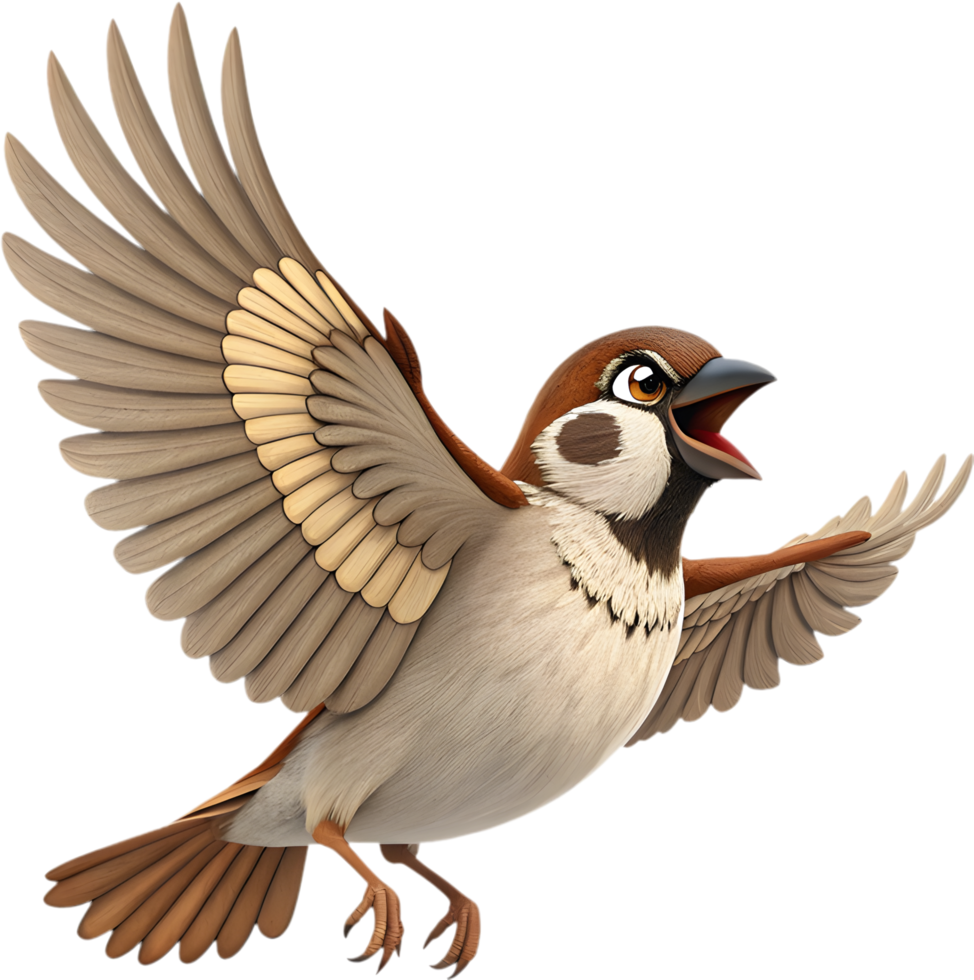 Fun and Expressive Cartoon Sparrow Bird with Exaggerated Emotions. . png