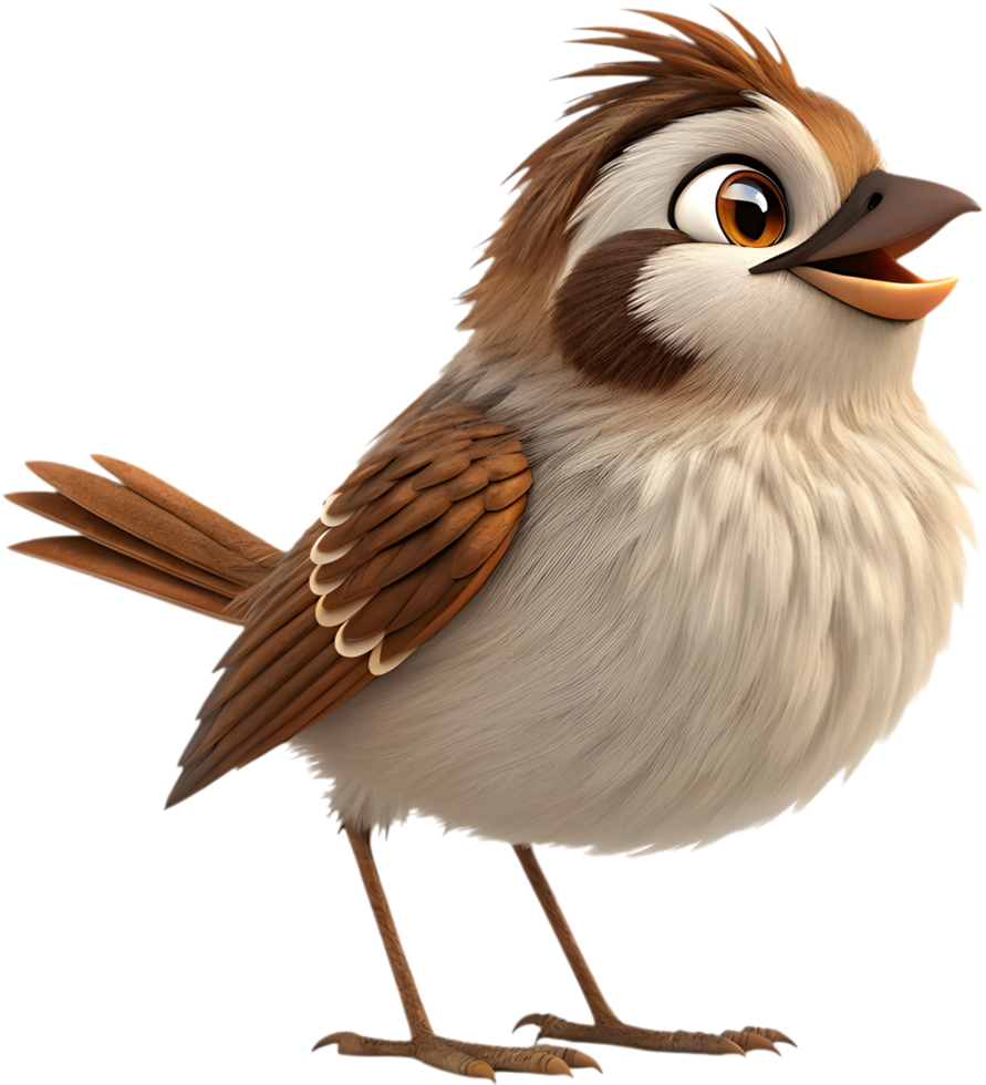 Animated Cartoon Sparrow Bird With Fun, Exaggerated Emotions. . png