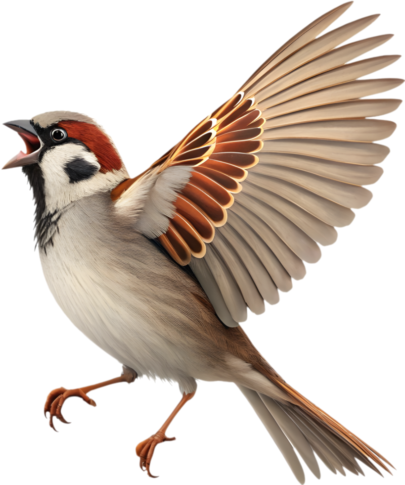 Expressive Cartoon Sparrow Bird with Charming and Fun Features. . png