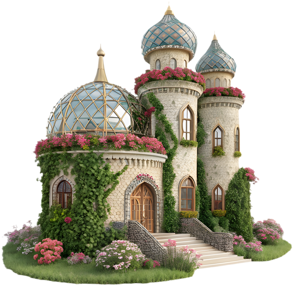 Whimsical Fairytale Castle with Enchanting Magical Imagery. . png