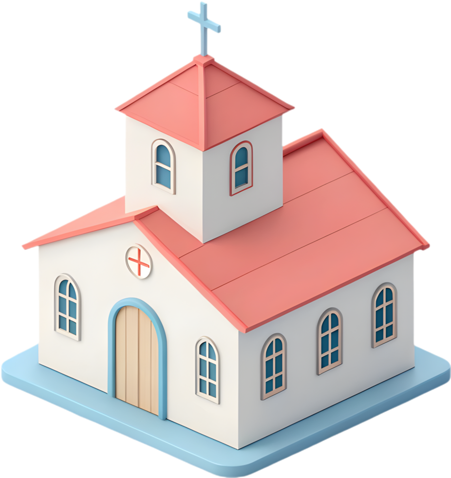 Minimalist Cartoon Church Icon for Faith and Religious Illustrations. . png
