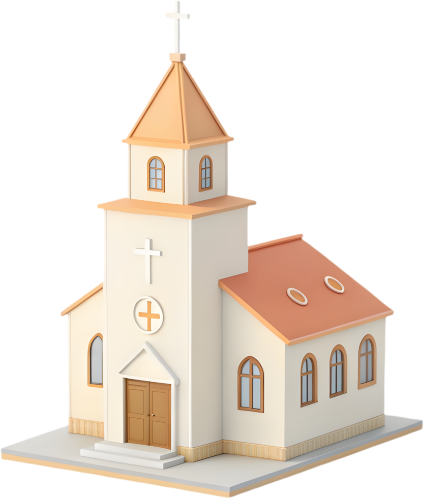 Faith-Themed Cartoon Church Icon for Minimalistic Religious Designs. . png