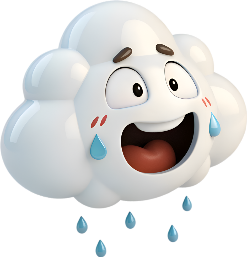 Fun Cumulus Cloud Character with Playful Facial Expressions and Emotions. . png