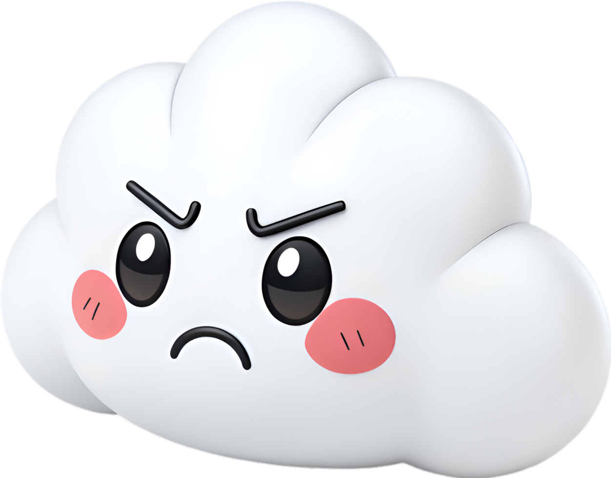 Playful Cloud Character with Exaggerated Facial Reactions and Emotions. . png