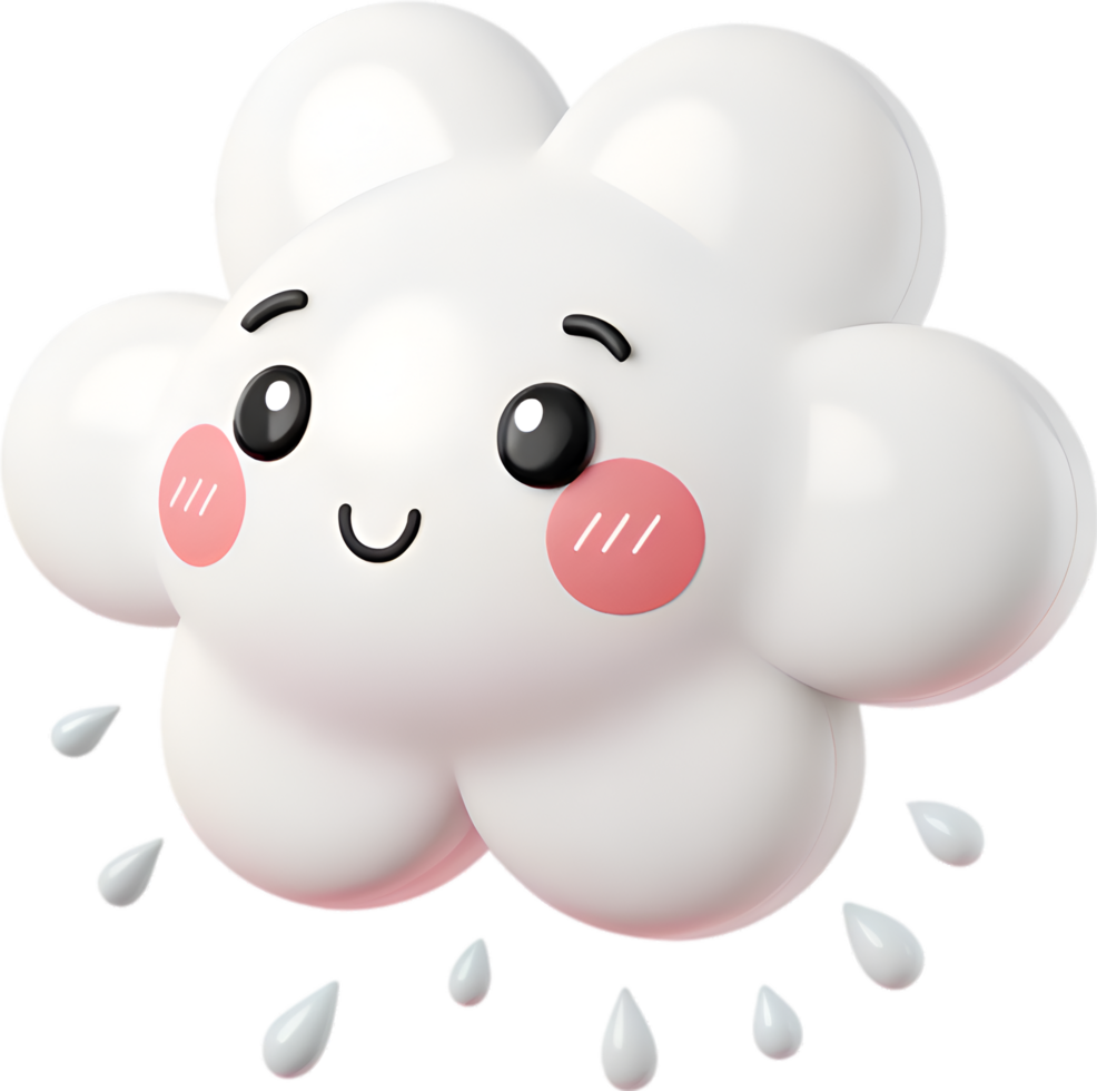 Animated Cumulus Cloud Character with Overreaction and Funny Faces. . png