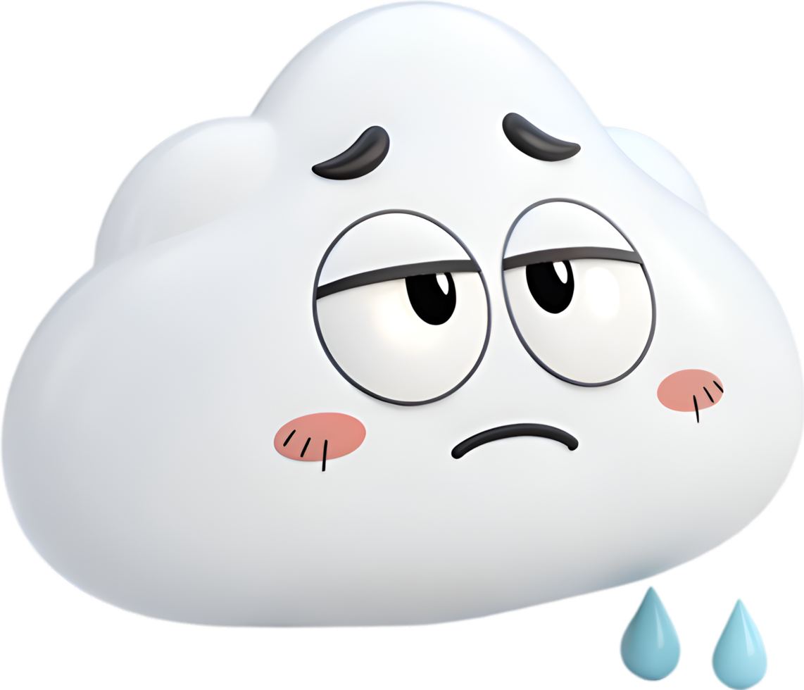 Cumulus Cloud Character with Over-the-Top Facial Expressions and Emotions. . png