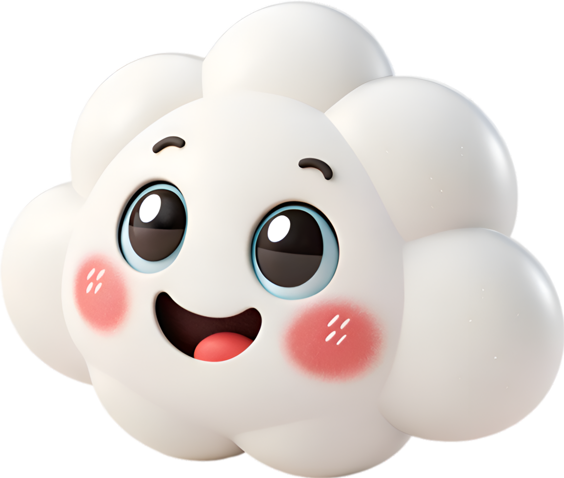 Cute and Funny Cartoon Cumulus Cloud with Exaggerated Faces. . png