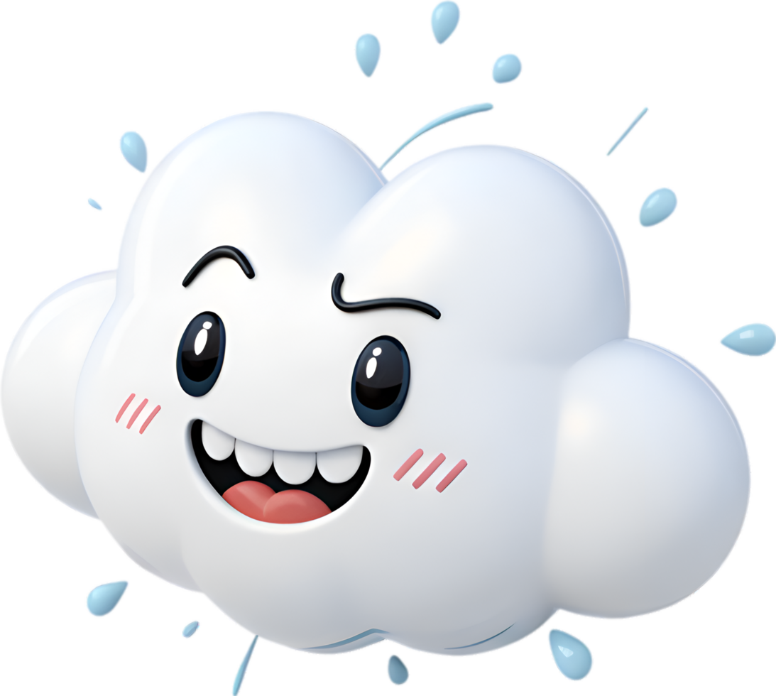 Animated Cumulus Cloud with Funny Overreactions and Facial Expressions. . png