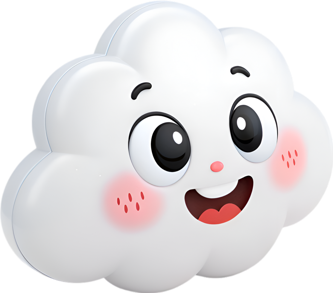 Funny Animated Cloud Character with Exaggerated Facial Emotions. . png