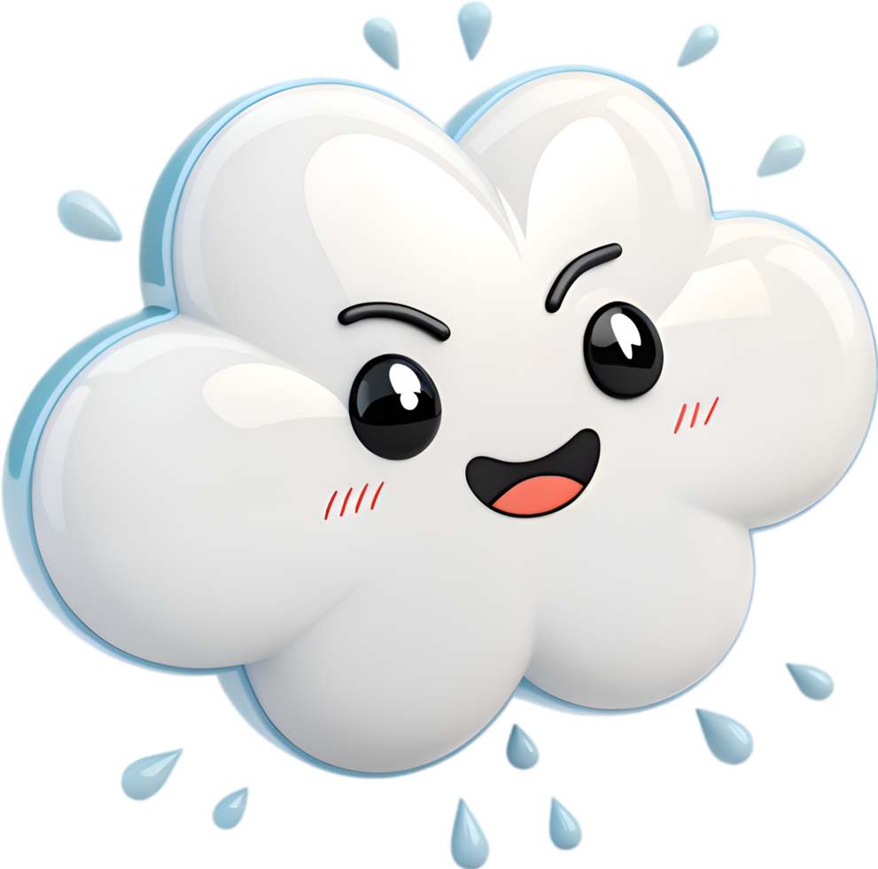 Funny Cloud Character with Exaggerated Emotions and Dramatic Faces. . png