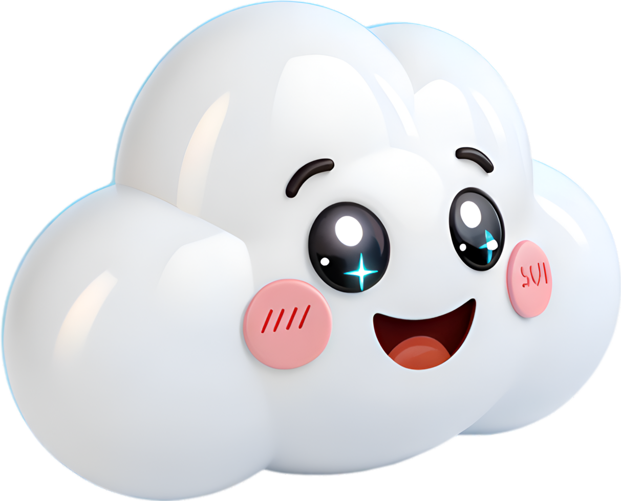 Cloud Character with Playful Facial Expressions and Emotional Exaggeration. . png