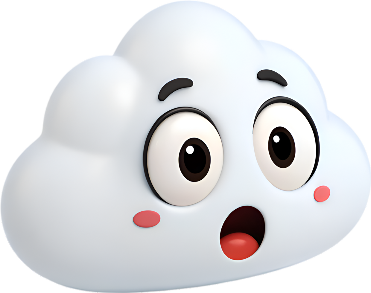 Expressive Cumulus Cloud Character with Exaggerated Emotional Overreaction. . png