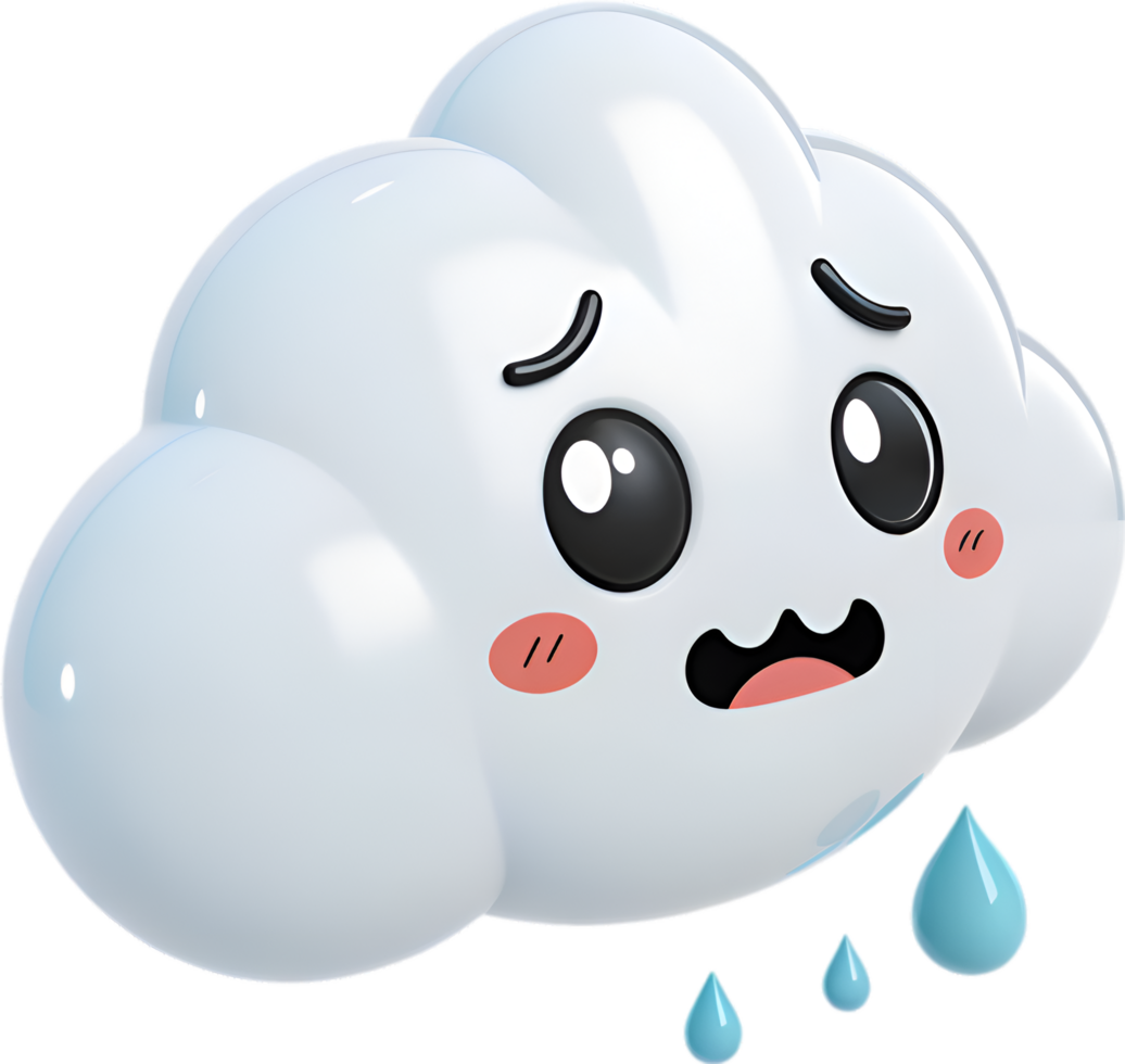 Cartoon Cloud Character with Fun and Over-the-Top Facial Expressions. . png