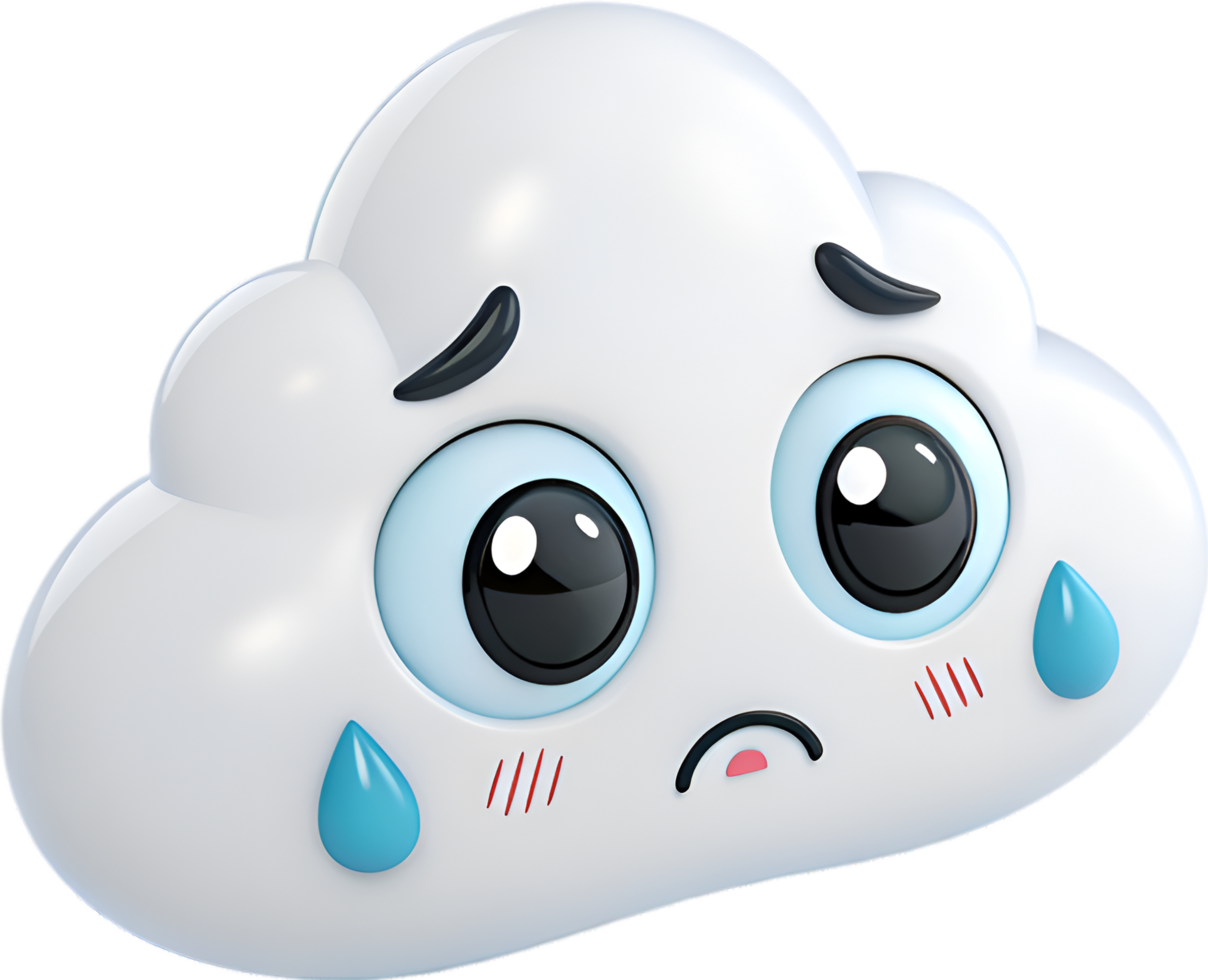 Silly Cartoon Cloud with Exaggerated Emotions and Facial Expressions. . png